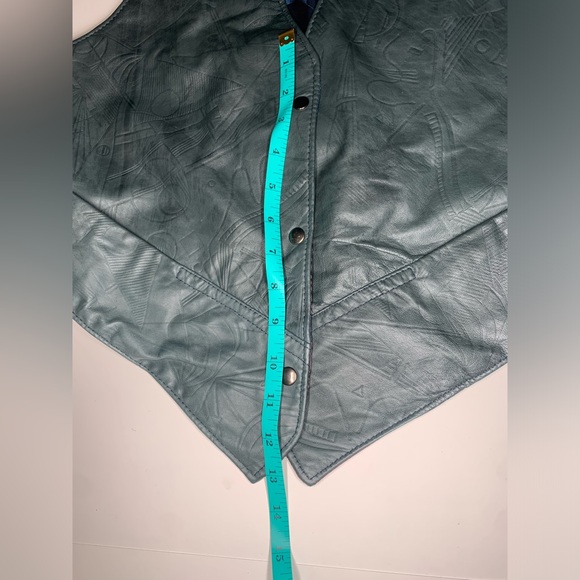 Leather Vest teal Reversible Country core Cottage core Vest - Picture 6 of 15